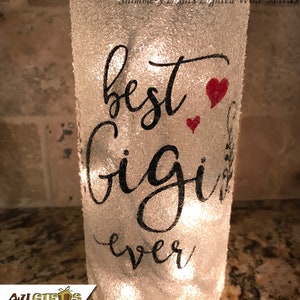 Gift for Gigi, Uniquely Decorated Lighted Wine Bottle, Best Gigi Ever image 2