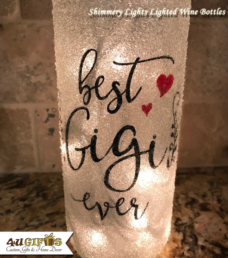 Gift for Gigi, Uniquely Decorated Lighted Wine Bottle, Best Gigi Ever image 2