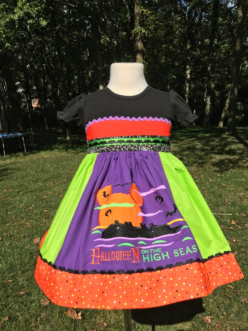 By Hoot n Hollar Children/'s Clothing Halloween on the High Seas Deluxe Witch Shirt Dress for Girls Sizes 12m-12yrs