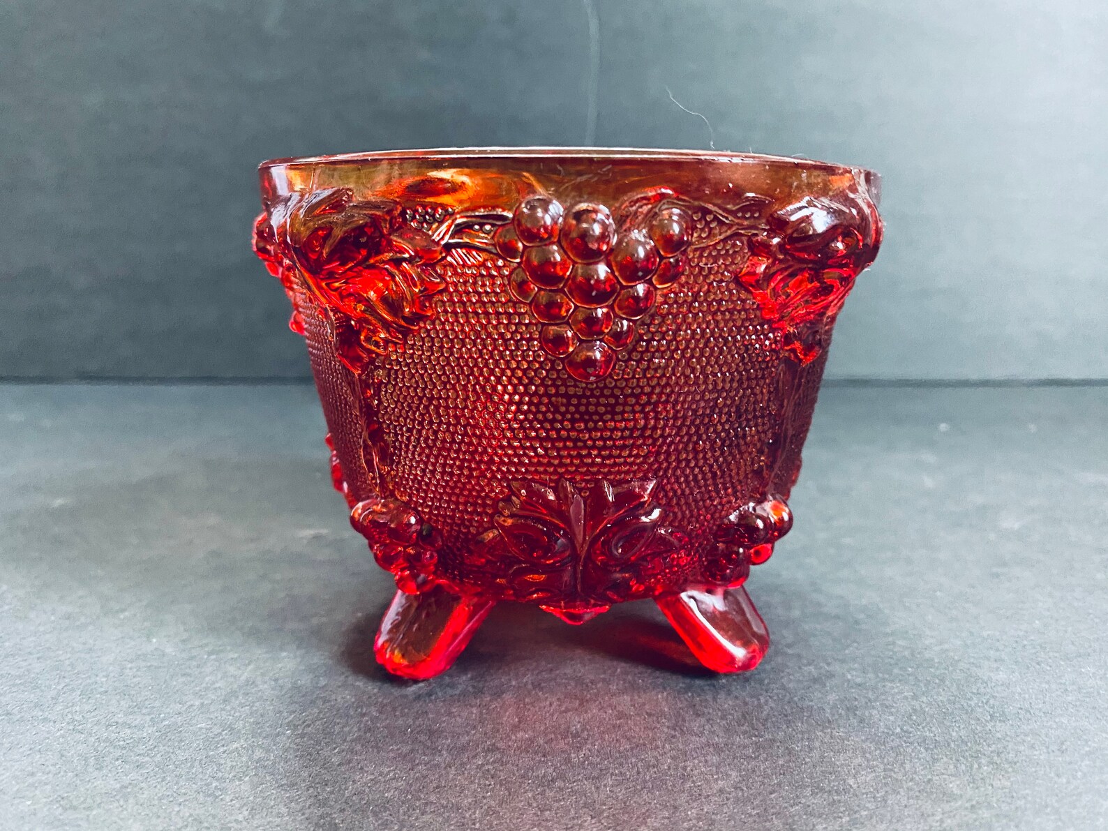 Glass Footed Ruby Candy Dish Vintage 1950s Grape Etsy
