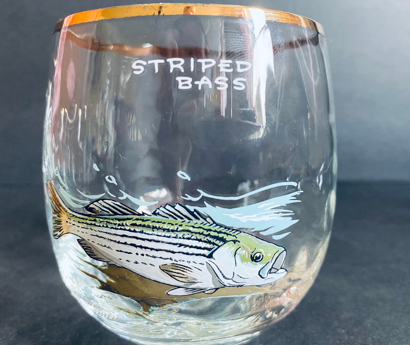 Vintage Ned Smith Saltwater Fish Lowball Roly Poly Glasses Etsy