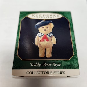 Vintage Hallmark Keepsake, 1999, &quot;Teddy Bear Style&quot; Ornament or Charm, Fine Porcelain, Mint Condition, Original Box, Price Tab Intact