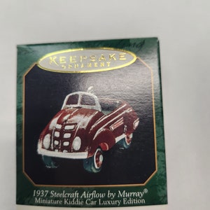 Vintage Hallmark Keepsake, 1999, &quot;1937 Steelcraft Airflow&quot; Ornament or Charm, Fine Porcelain, Mint Condition, Original Box, Price Tab Intact