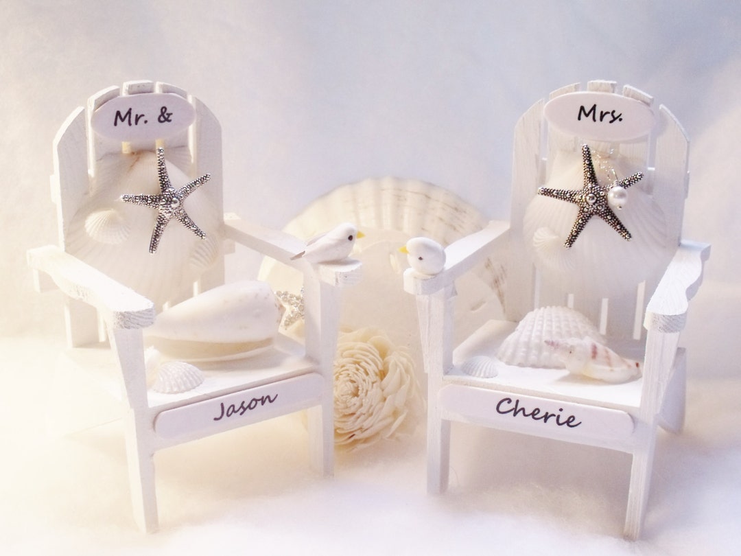 Beach Chairs Wedding Cake Topper SET Adirondack Chairs in Many Colors
