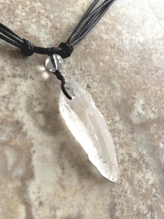 Crystal Necklace Adjustable Black Cord Necklace Rough Crystal