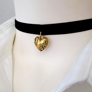Big Gold Puffy Heart Leather Black Cord Necklace String Puffed Bubble Heart Stainless Steel Chunky Jewelry Wrap Choker Keachains Amore Cord
