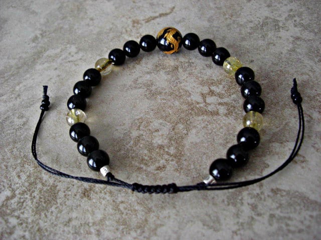 Men's Beaded Bracelet with Pink and Gold Disc Beads L (18cm / 7.1”)