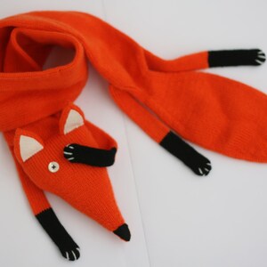 Red fox scarf Children knit Fox scarf Animal scarf Knitted kids scarf Child scarf Knitted woman scarf Knit scarf image 5