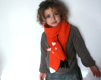 Orange fox scarf - Children knit Fox scarf  -  Animal scarf - Knitted kids scarf - Child scarf - Knitted woman scarf - Knit scarf