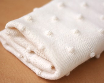 Manta de bebé de punto de burbuja de marfil en hilo de mezcla de alpaca, simple y suave