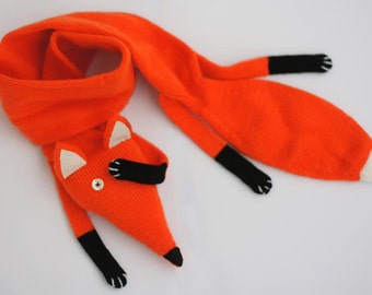 Fox scarf kids - Kids Red Fox scarf - Faux Fox knitted scarf - Knitted scarf - Child scarf - Knitted baby scarf - Knit scarf