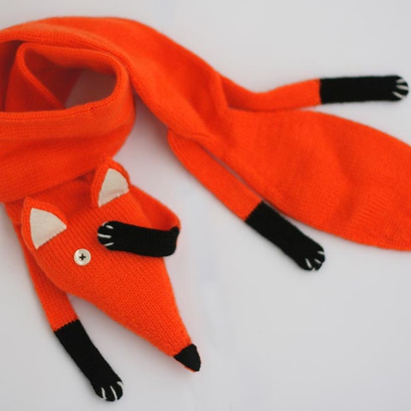 Fox scarf kids - Kids Red Fox scarf - Faux Fox knitted scarf - Knitted scarf - Child scarf - Knitted baby scarf - Knit scarf