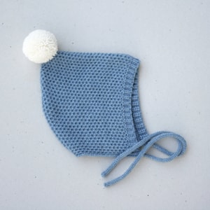 Pixie bonnet - Pixie baby hat - Toddler pixie hat  - knitted baby bonnet - Pompom kids hat