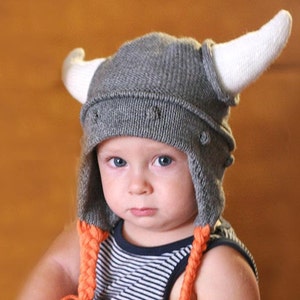 Viking kids hat - Child knit hat - Viking hat with hornes - Baby Viking knit hat - Boys knit hat - Toddler hat