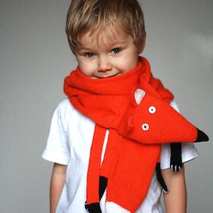 Fox knit scarf - Children Fox scarf  - Red Fox scarf kids - Animal scarf - Knitted scarf - Child scarf - Knitted woman scarf - Knit scarf