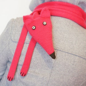 Fox scarf Pink - Fox scarf - Fox knitted scarf - Knitted scarf - Kids scarf - Knitted baby scarf - Knit scarf