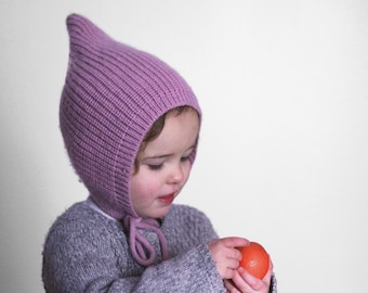 Pixie knit hat - Baby Pixie bonnet - Knitted hat Pixie  - Elf knit hat