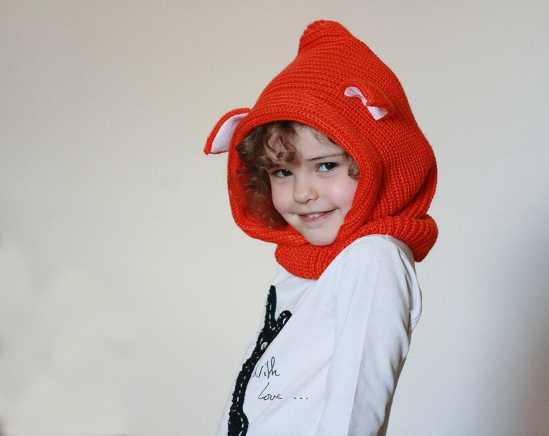 Kids fox hat Knitted fox cow Fox cowl image 3