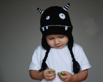 Kids Monster hat - Child knit hat - Infant monster hat  - Baby monster knitted hat