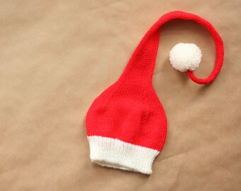 Santa hat - Christmas photo hat - Newborn Christmas knitted hat - Knit baby hat - Baby santa hat  - Infant hat