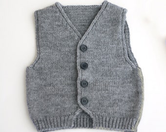 Baby boys knit vest in soft wool alpaca blend, available in many colors