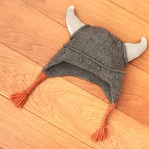 Viking kids hat Child knit hat Viking hat with hornes Baby Viking knit hat Boys knit hat Toddler hat image 3