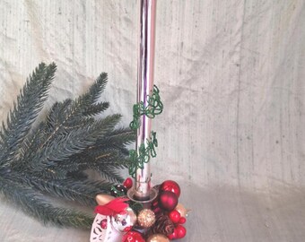 Holiday mercury glass faux candle holder / vintage decorative display, Christmas
