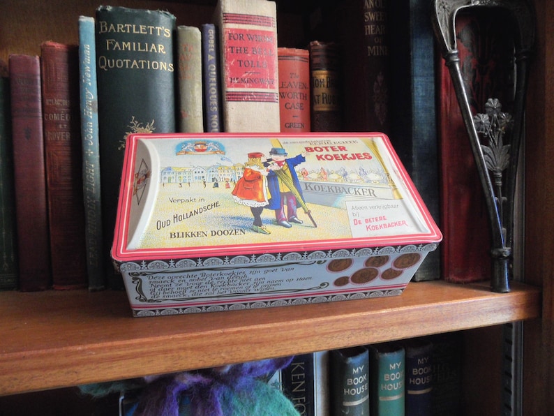 Dutch language tin vintage Boter Koekjes candy or biscuit tin rectangular tin storage container