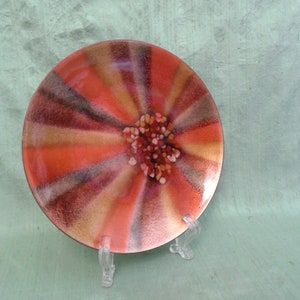 Mod enamel dish / vintage sun ray Bovano small bowl / 6   1/8&quot; mid century modern abstract