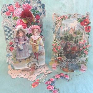 Valentine card salvage / die cut scrap pieces / vintage as is pull out greeting card for parts, repurpose, cutter