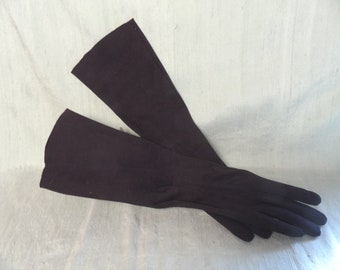 Luvas pretas vintage Crescendoe, 35,5 cm de comprimento, tamanho 6 1/2