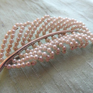 Broche broche feuille fausse perle / bijoux feuille vintage