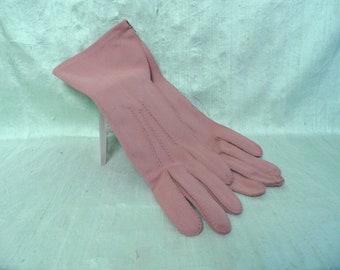 Light brown mid length gloves /  11" vintage unused NOS Van Raalte women's dress gloves / size 6  1/2