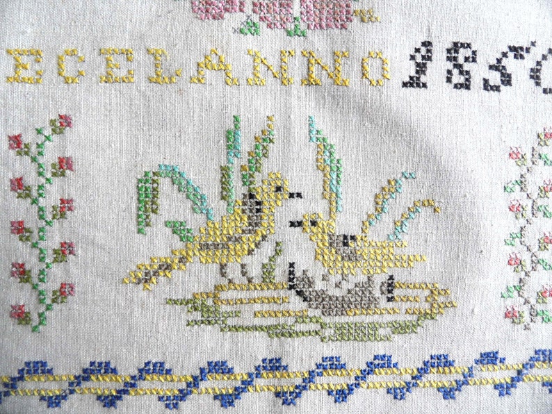 Alphabet Sampler / Vintage Cross Stitch W Birds Numbers / | Etsy