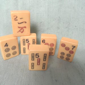 6 butterscotch bakelite Mah Jong game pieces / assemblage art supply / mixed media Mah Jong lot
