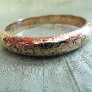 Hayward Sterling Silver Etched Bangle Bracelet, vintage silver jewelry