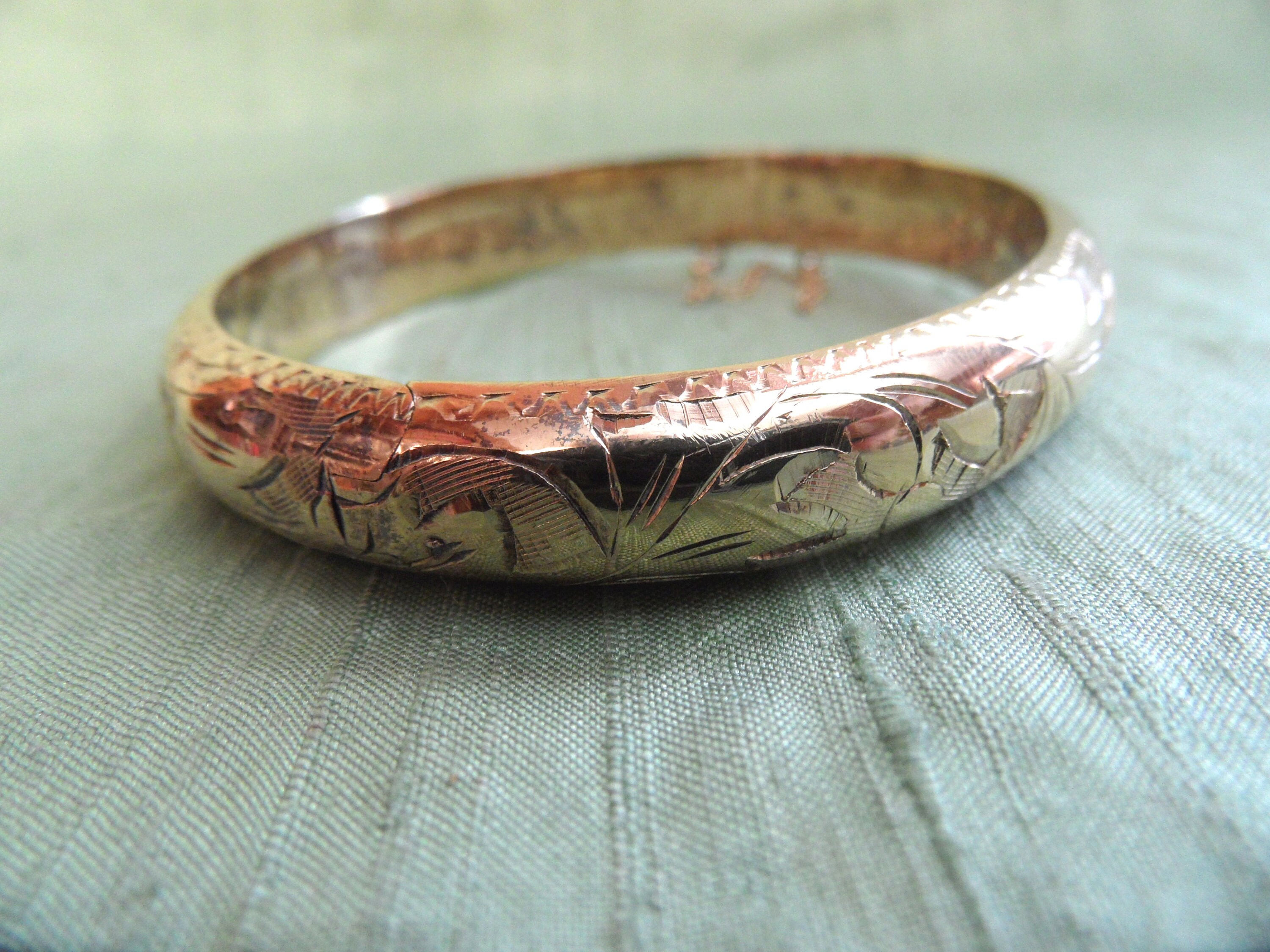 Hayward Sterling Silver Etched Bangle Bracelet, Vintage