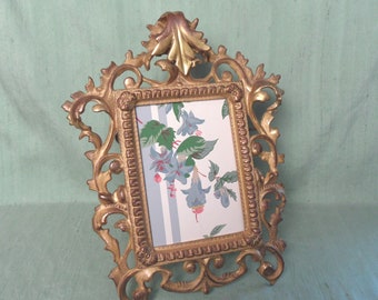 Ornate standing metal picture frame / vintage empty Art Nouveau / Regency picture frame, no glass