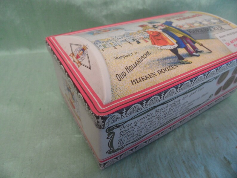 Dutch language tin vintage Boter Koekjes candy or biscuit tin rectangular tin storage container