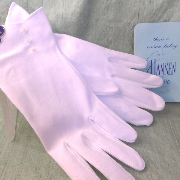 White women's gloves / vintage 8-1/2", Hansen, unworn size 7; Unused New Old Stock NOS