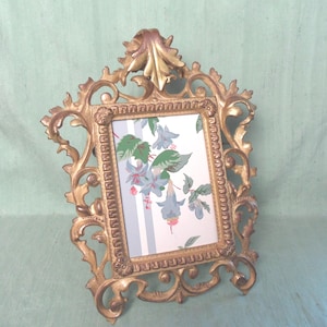 Ornate standing metal picture frame / vintage empty Art Nouveau / Regency picture frame, no glass