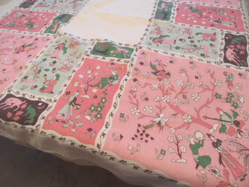 turban Shalimar Garden Persia theme tablecloth vintage exotic pink and green table cover music