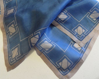 Silk pocket square / vintage blue and grey