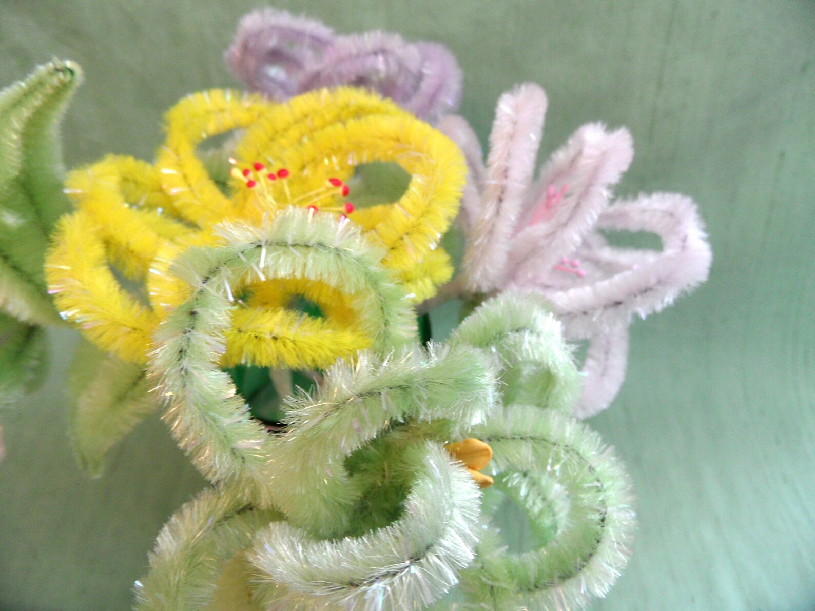 Chenille Flower Bouquet / Pastel Retro Flower Stems Lot of 5 Etsy