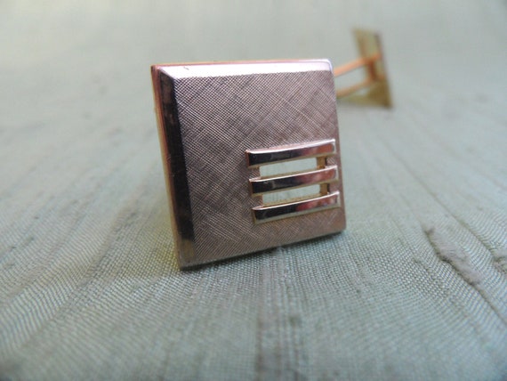 Gold SWANK cuff links / vintage modern square, mi… - image 2