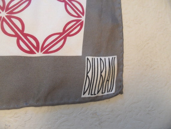 Bill Blass silk scarf  /  designer burgundy moder… - image 3