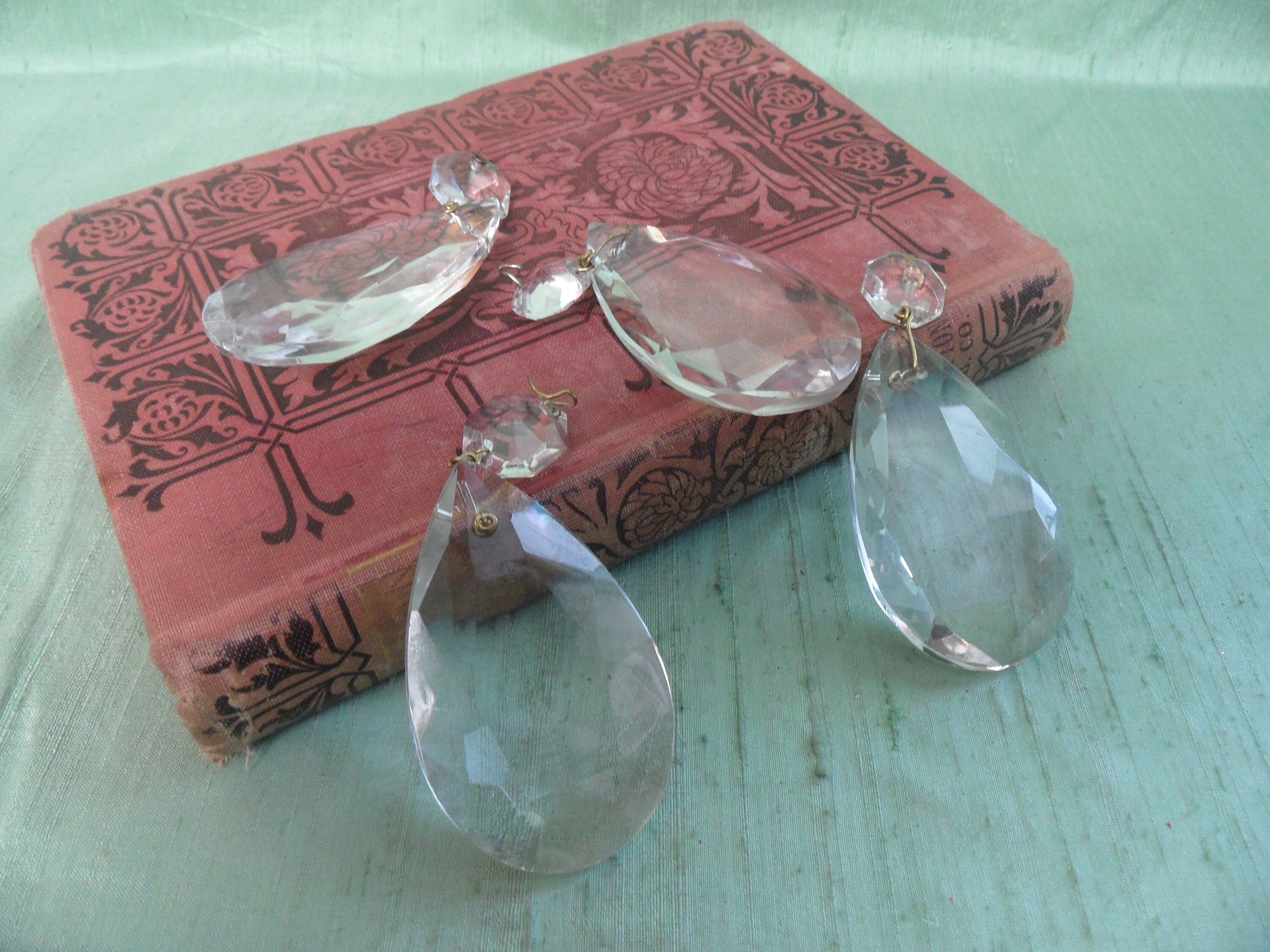 4 extra large crystal teardrop prism chandelier drops / Etsy
