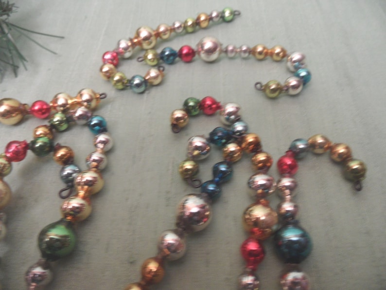 10 mercury glass bead candy canes colorful vintage antique garland bead ornament hanging atomic mid century Christmas