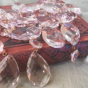 25 crystal teardrop prism chandelier drops with toppers / 1.5 inch vintage / faceted glass prism lot