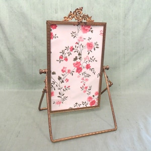 Embossed standing metal frame / AS IS vintage shaving mirror frame, ornate